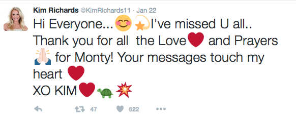 Kim Richards Tweets About Monty's Passing