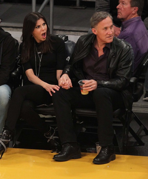 Celebrities watch the NBA basketball between the New York Knicks and the Los Angeles Lakers at the Staples Center in downtown Los Angeles. The Knicks defeated the Lakers by a final score of 90-87. Featuring: Heather Dubrow, Terry Dubrow Where: Los Angeles, California, United States When: 14 Mar 2016 Credit: WENN.com