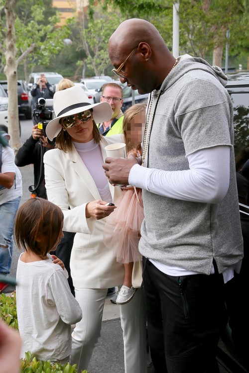 The Kardashian Family and Lamor Odom leaving an Easter Sunday service