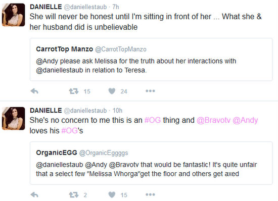 Danielle Staub complains about Melissa Gorga on Twitter