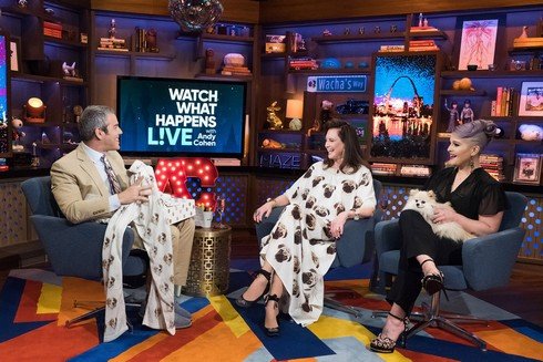WATCH WHAT HAPPENS LIVE WITH ANDY COHEN -- Episode 14073 -- Pictured: (l-r) Andy Cohen, Patricia Altschul, Kelly Osbourne -- (Photo by: Charles Sykes/Bravo)