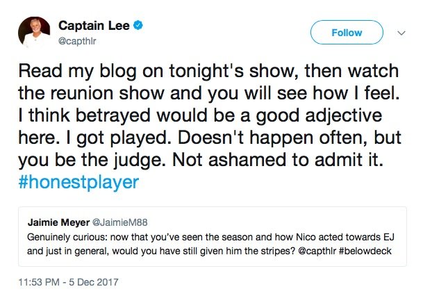 Captain Lee Rosbach Regrets Promoting Nico Scholly; 