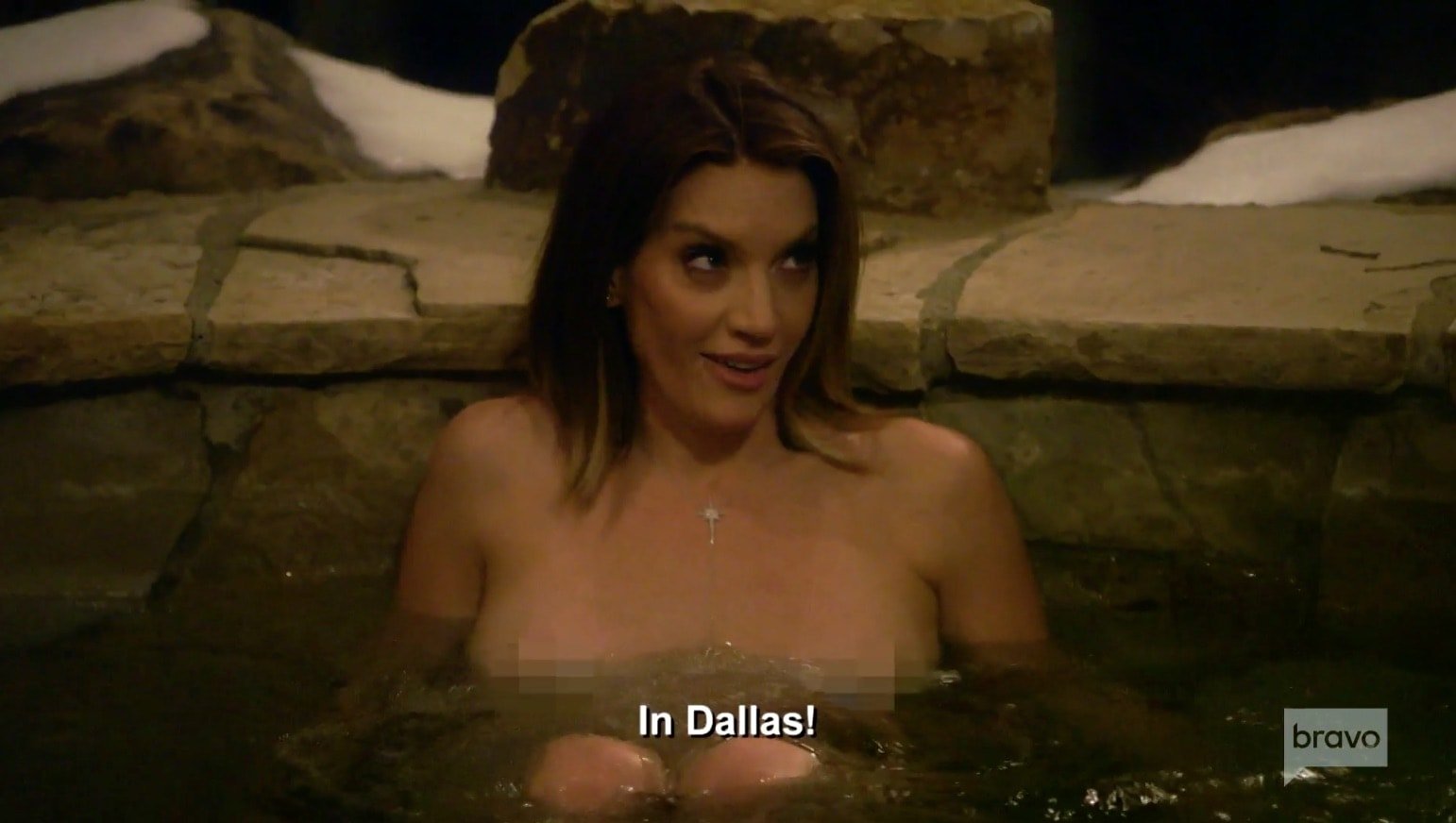 Cary gets naked in Kam's hot tub