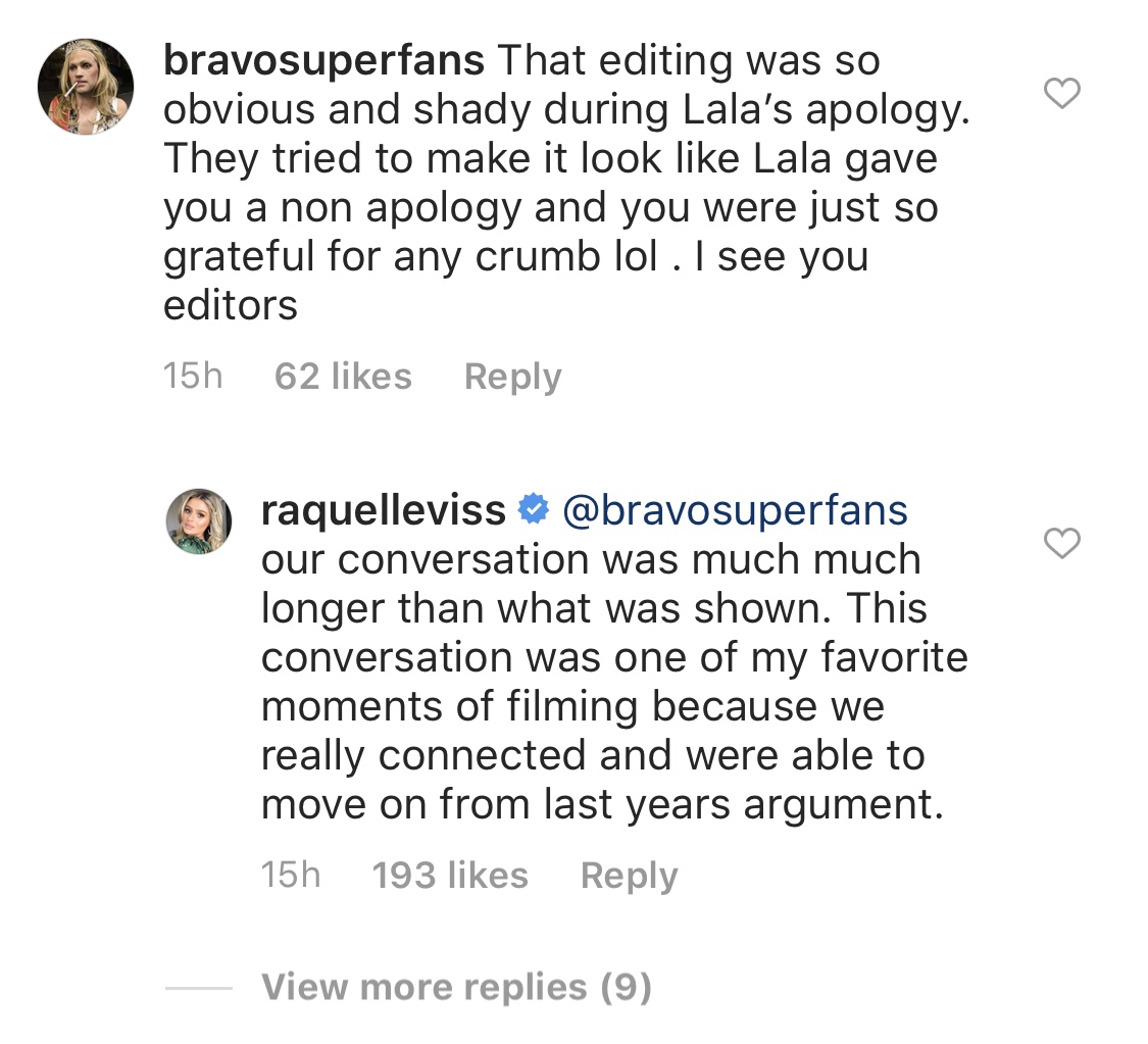 Raquel Leviss Lala Kent apology