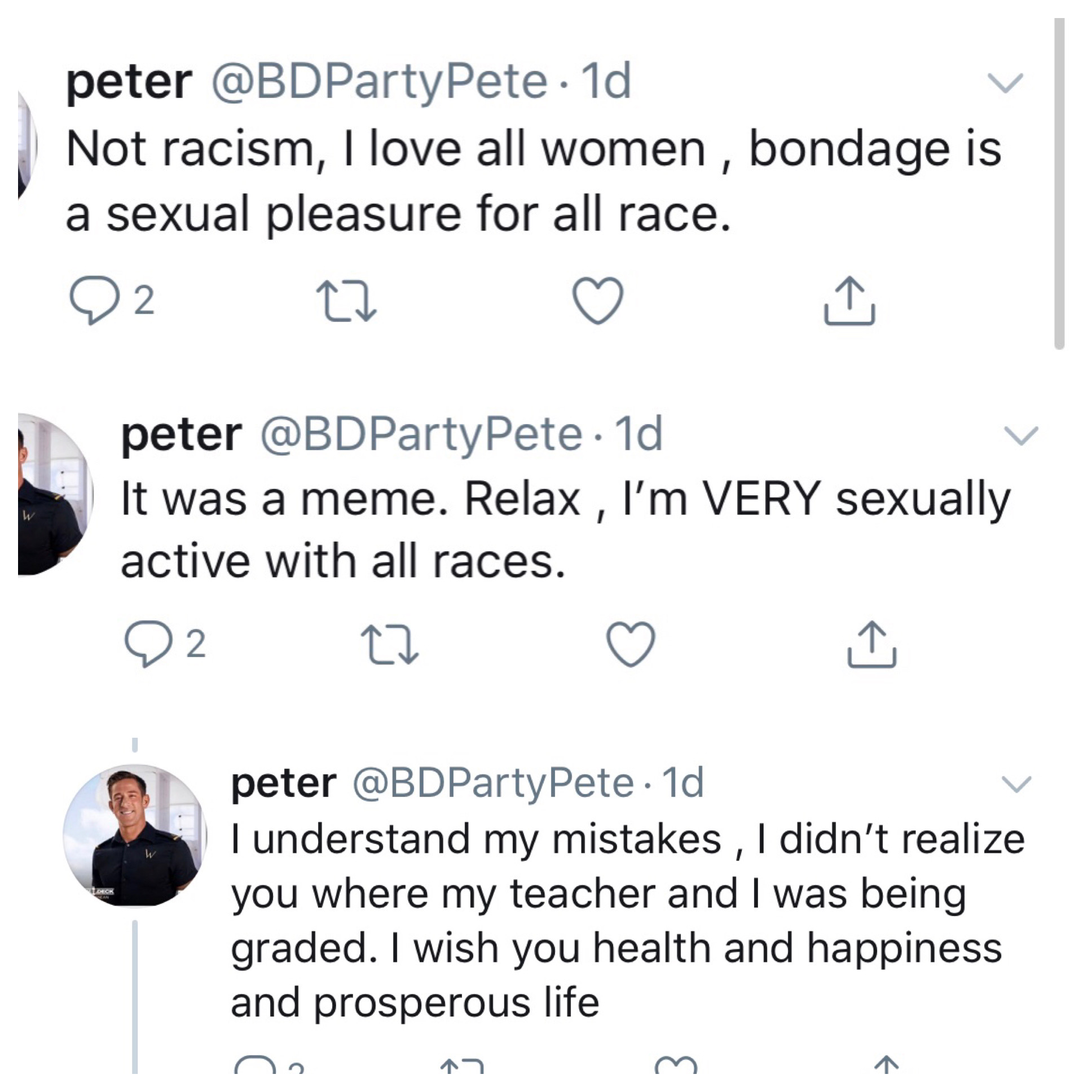 Below Deck Mediterranean Pete Hunziker tweets