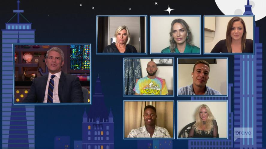below deck med season 6 reunion recap andy cohen captain sandy yawn katie flood malia white mathew shea david pascoe mzi dempers courtney veale