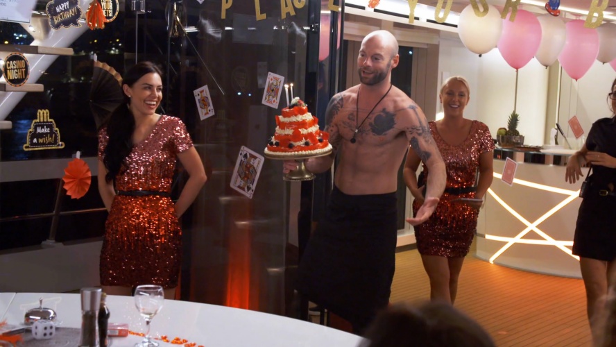 below deck med recap season 7 episode 6 chef dave white shirtless birthday cake