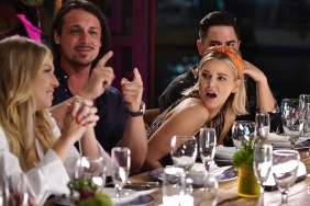 Vanderpump Rules Season 8 cast membersStassi Schroeder, Peter Madrigal, Ariana Madix, Tom Sandoval at dinner