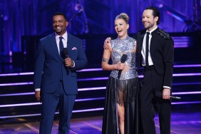 Alfonso Ribeiro, Ariana Madix, and Pasha Pashkov on stage on Dancing with the Stars Season 32