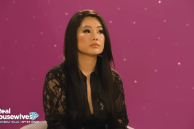 Crystal Kung Minkoff in a black dress on the Real Housewives of Beverly Hills after show