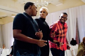 NeNe Leakes and her sons walking down the aisle during a wedding rehearsal