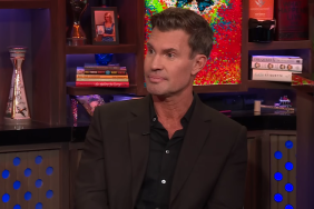 Jeff Lewis on Watch What Happens Live; he's wearing a suit and making a serious face.