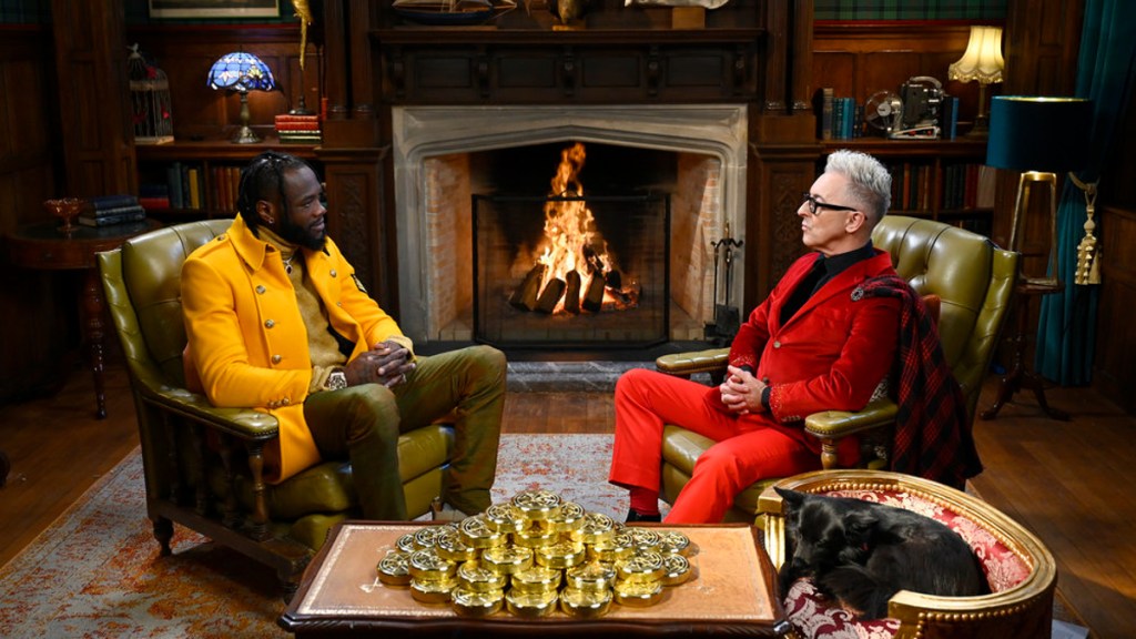 Deontay Wilder with Alan Cumming before he quit The Traitors Season 2 on Peacock