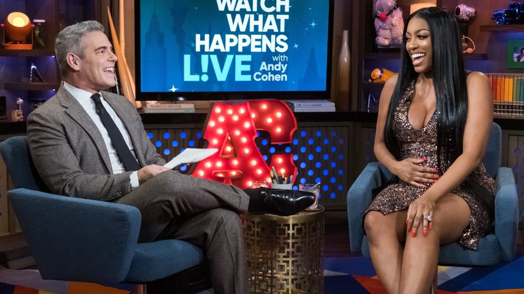 Andy Cohen and Porsha Williams Guobadia on Watch What Happens Live