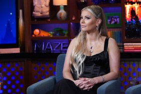 Ariana Madix posing in a black dress and making a stern face during an appearance on Watch What Happens Live