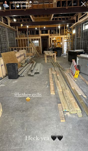 A screenshot from Craig Conover's Instagram Story showing construction progress on his bar