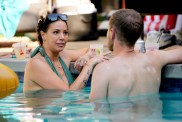 Kristen Doute in a pool talking to Luke Broderick in an episode of The Valley