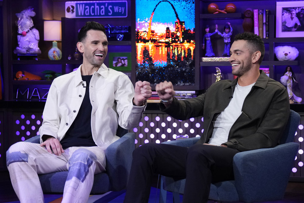 Carl Radke and Jesse Solomon on WWHL with Andy Cohen