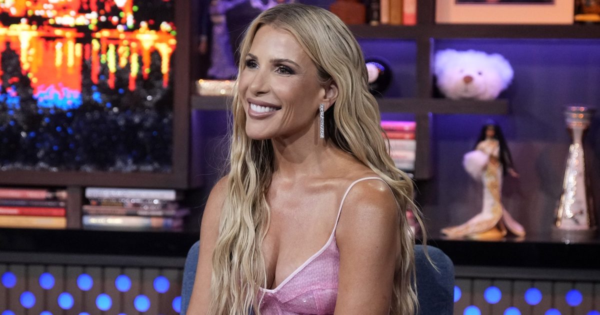 Tracy Tutor from MDLLA on WWHL wearing a pink dress.