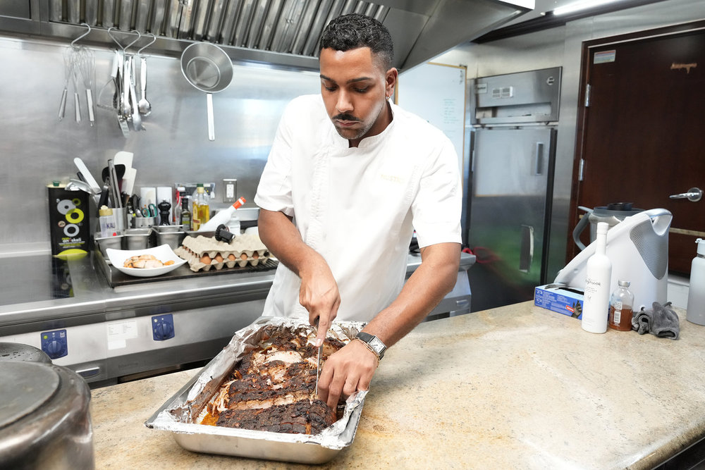 Chef Jono in the galley on Below Deck Med Season 9. 