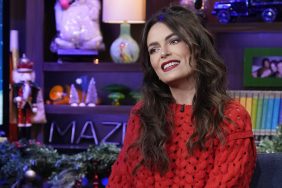 Katie Flood in a red dress on Watch What Happens Live
