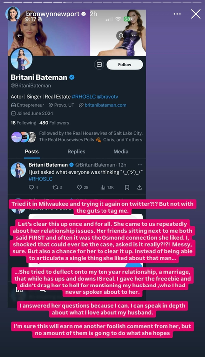 Photo from Bronwyn Newport's Instagram about Britani Bateman.