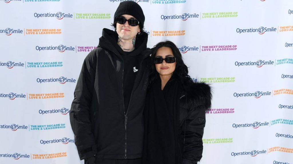 Demi Lovato and Jordan "Jutes" Lutes attend Operation Smile's 11th annual Celebrity Ski & Smile Challenge presented by Alphapals, Barefoot Dreams and the St. Regis Deer Valley on April 01, 2023 in Park City, Utah.