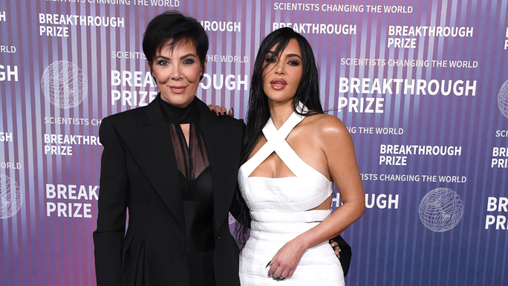 Kris Jenner and Kim Kardashian arrives at the 10th Annual Breakthrough Prize Ceremony at Academy Museum of Motion Pictures on April 13, 2024 in Los Angeles, California.