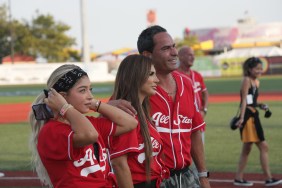 Gia Giudice, Teresa Giudice, and Luis Ruelas at a baseball game