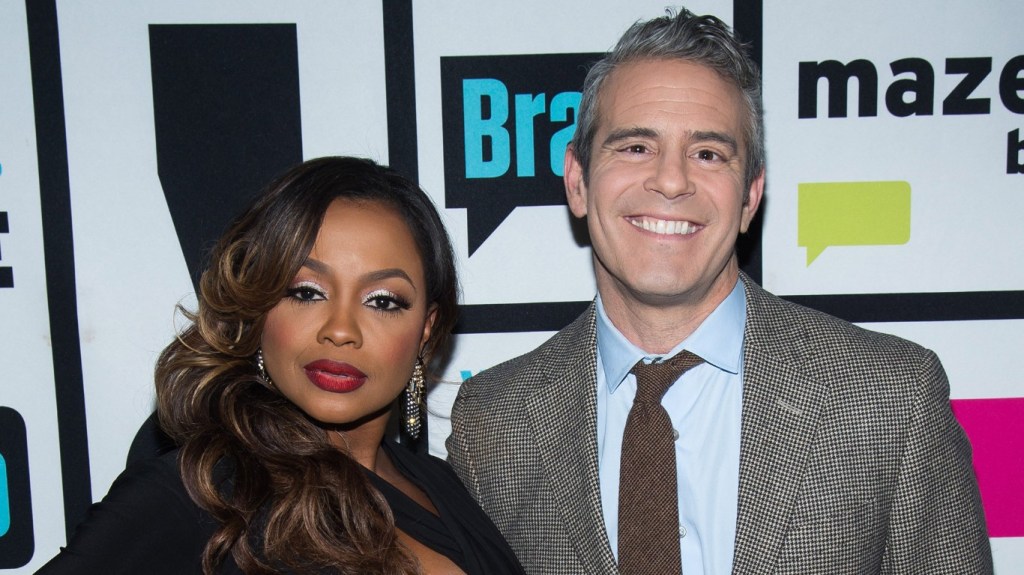 Phaedra Parks and Andy Cohen at Watch What Happens Live