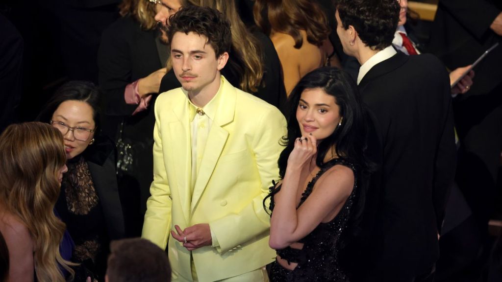 Timothée Chalamet and Kylie Jenner are seen during the 97th Annual Oscars at Dolby Theatre on March 02, 2025 in Hollywood, California.