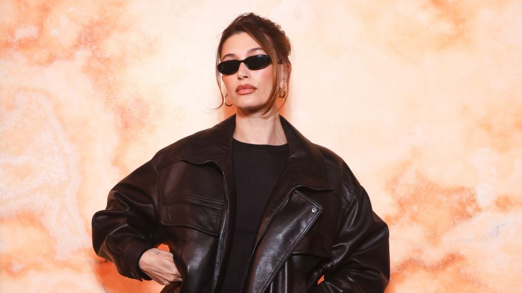 Hailey Bieber attends the Saint Laurent Womenswear Fall/Winter 2025-2026 show as part of Paris Fashion Week at on March 11, 2025 in Paris, France.