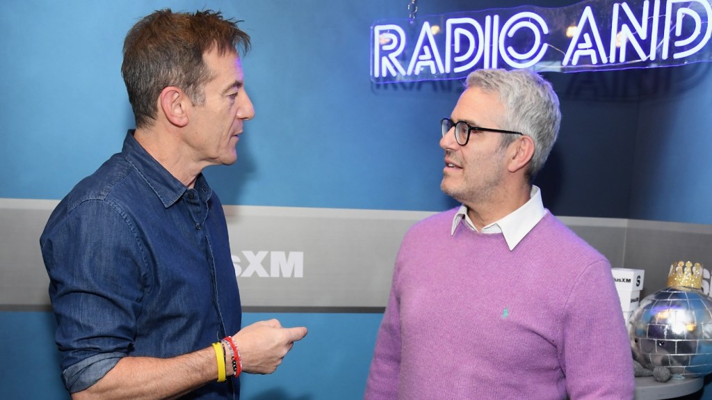 Jason Isaacs talking to Andy Cohen at SiriusXM studios.