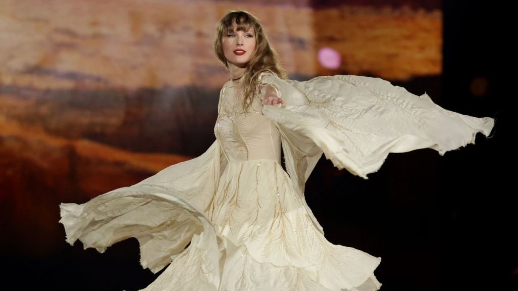 Taylor Swift performs during "Taylor Swift | The Eras Tour" at the National Stadium on March 02, 2024 in Singapore.