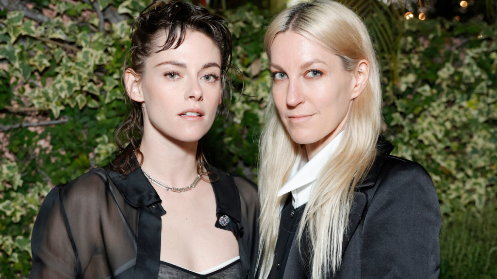 Kristen Stewart and Dylan Meyer attend the CHANEL and Charles Finch Annual Pre-Oscar Dinner at The Polo Lounge at The Beverly Hills Hotel on March 09, 2024 in Beverly Hills, California.