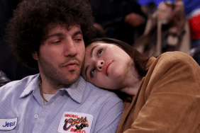 Benny Blanco and Selena Gomez attend the game between the New York Knicks and the Boston Celtics at Madison Square Garden on April 08, 2025 in New York City.