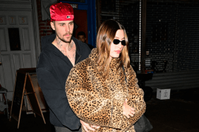 Justin Bieber and Hailey Bieber are seen leaving Lucali Pizza in Brooklyn on February 06, 2025 in New York City.