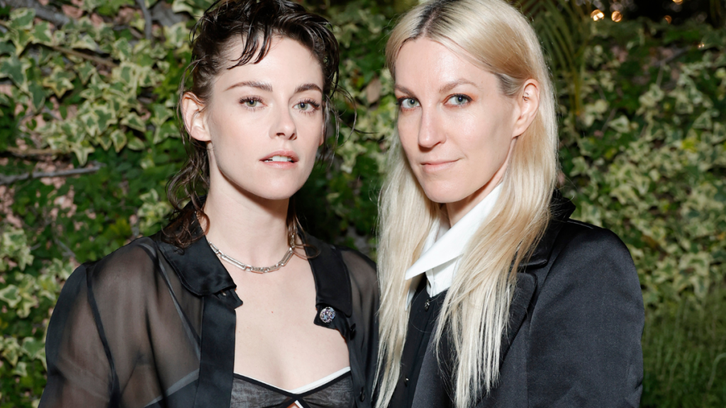 (L-R) Kristen Stewart and Dylan Meyer attend the CHANEL and Charles Finch Annual Pre-Oscar Dinner at The Polo Lounge at The Beverly Hills Hotel on March 09, 2024 in Beverly Hills, California.