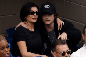 Kylie Jenner and actor Timothée Chalamet look on during the Men's Singles Final match between Novak Djokovic of Serbia and Daniil Medvedev of Russia on Day Fourteen of the 2023 US Open at the USTA Billie Jean King National Tennis Center on September 10, 2023 in the Flushing neighborhood of the Queens borough of New York City.