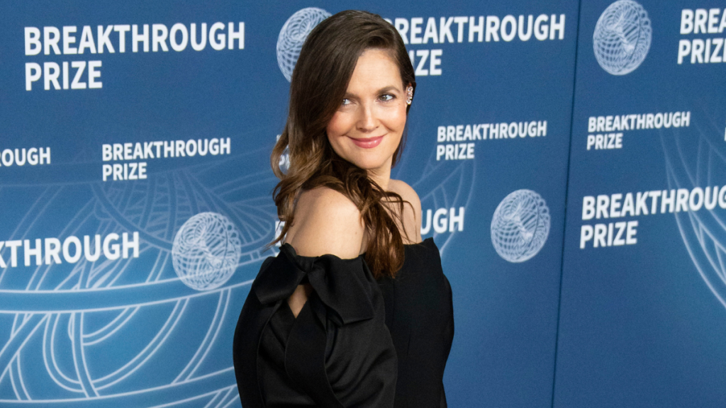 Drew Barrymore attends the 2025 Breakthrough Prize Ceremony at Barker Hangar on April 05, 2025 in Santa Monica, California.