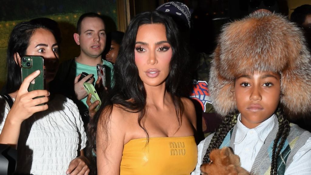 Kim Kardashian and daughter North West are seen out for dinner at the Polo Bar on August 14, 2024 in New York City.