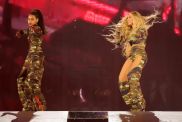 Blue Ive Carter and Beyoncé perform onstage during the "RENAISSANCE WORLD TOUR" at Mercedes-Benz Stadium on August 11, 2023 in Atlanta, Georgia.