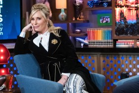 Sonja Morgan leaning into her chair on Watch What Happens Live