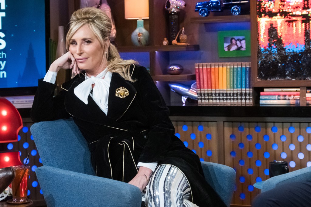 Sonja Morgan leaning into her chair on Watch What Happens Live