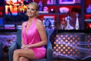 Whitney Rose in a pink dress on Watch What Happens Live