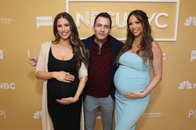 Alex Baskin posing with pregnant Nia Booko and Kristen Doute
