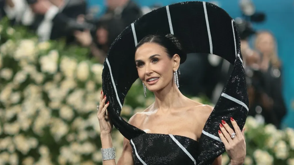 Demi Moore attends the 2025 Met Gala Celebrating "Superfine: Tailoring Black Style" at Metropolitan Museum of Art on May 05, 2025 in New York City.