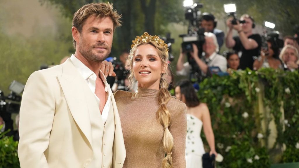 Chris Hemsworth and Elsa Pataky attend The 2024 Met Gala Celebrating "Sleeping Beauties: Reawakening Fashion" at The Metropolitan Museum of Art on May 06, 2024 in New York City.