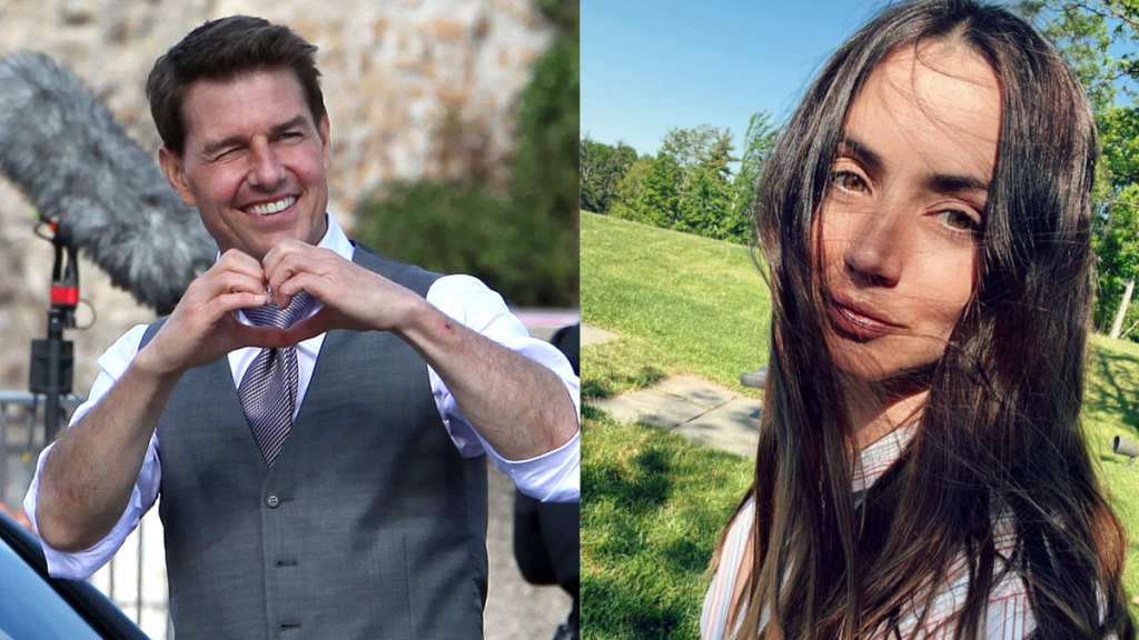Actor Tom Cruise makes a sign of a heart to fans during a break in the shooting of the film Mission Impossible 7- Lybra. The seventh installment in the Mission Impossible film series is to be released in 2021, Ana de Armas