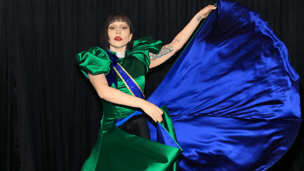Lady Gaga poses backstage during Lady Gaga MAYHEM On The Beach: Rio de Janeiro, Brazil at Copacabana beach on May 03, 2025 in Rio de Janeiro, Brazil.